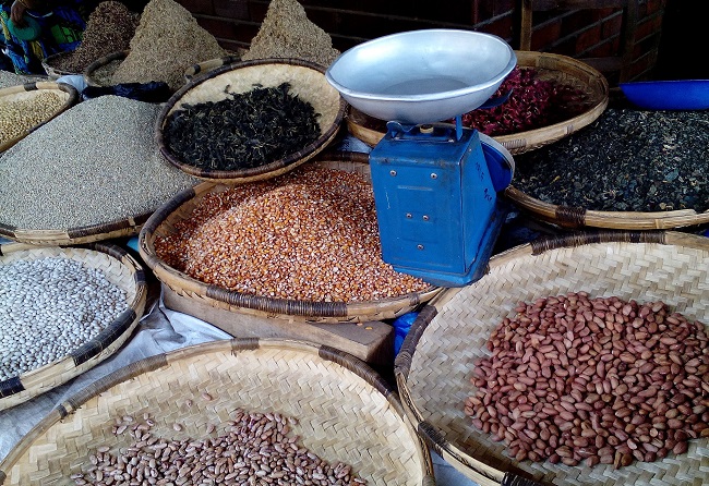Assorted dried beans in Blantyre market Malawi