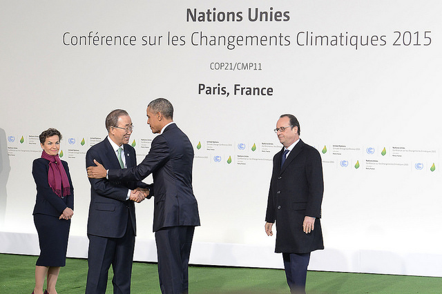 President Barak Obama, UN Secretary General Ban Ki-Moon, French President François Hollande and UNFCCC Executive Secretary Christiana Figueres at COP21 opening (PHOTO: UNFCCC)