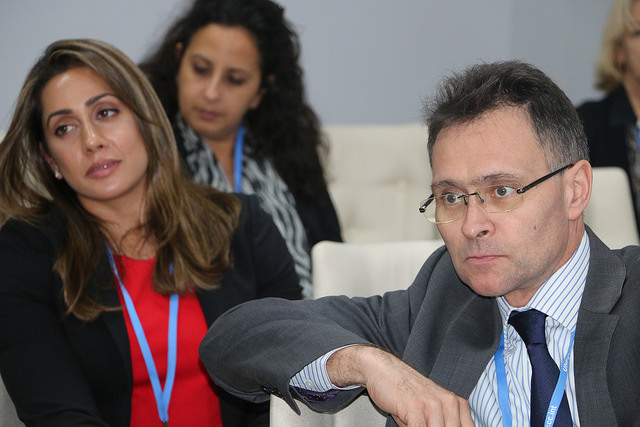 Gareth Philipps and Subha Nagarajan at the event (PHOTO: ClimateReporters/Atayi Babs)