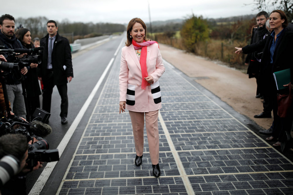 Environment Minister Ségolène Royal on the solar road