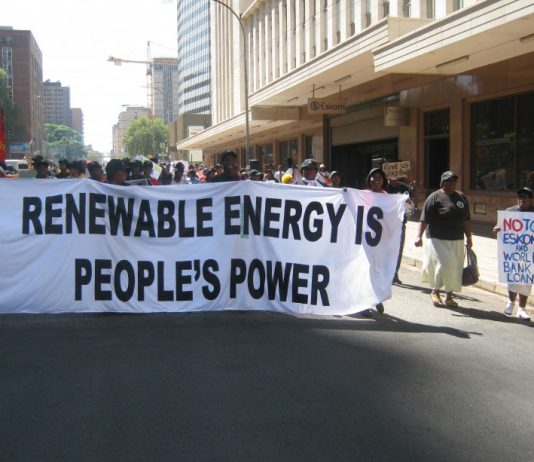 Protest for renewable energy in South Africa