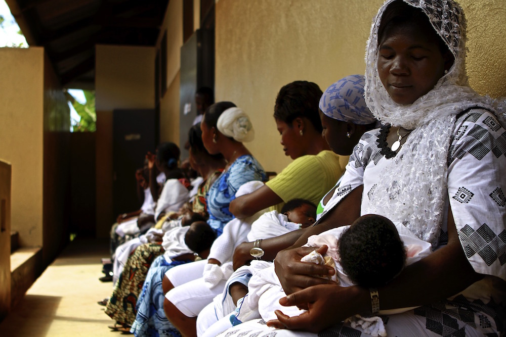 Nigerian women waiting at a maternity clinic