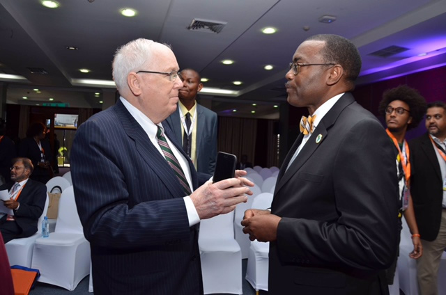 Akinwumi Adesina with Ambassador Kenneth Quinn, President of the World Food Prize Foundation