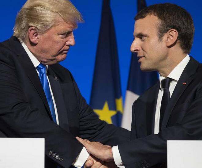 President Donald Trump and Emmanuel Macron of France