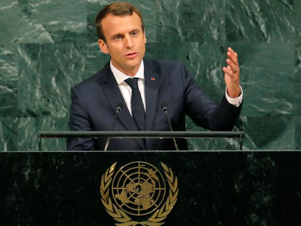 Emmanuel Macron addressing the UNGA