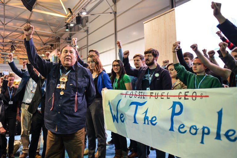 The demonstrators who walked out of the COP 23 side event on clean coal