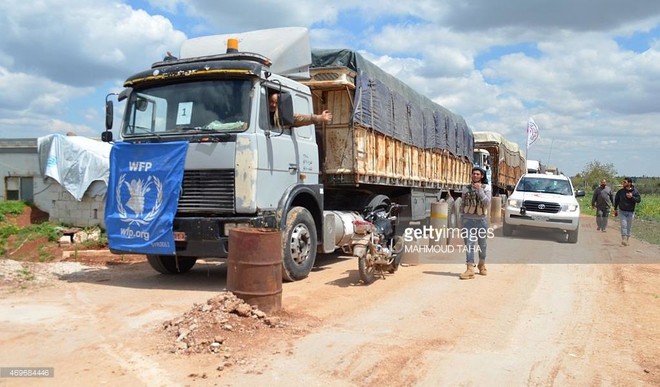 A truck conveying relief items from World Food Programme (WFP) (PHOTO: Getty)