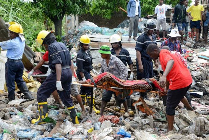 One of the victims being carried by emergency service providers