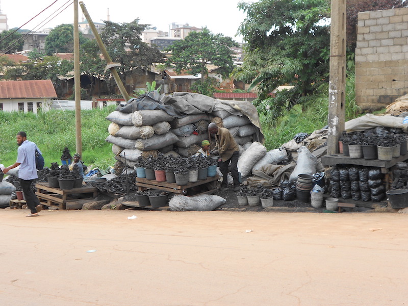 Charcoal harvesting and sale in a Cameroon market (PHOTO: ClimateReporters/Elias Ntungwe)