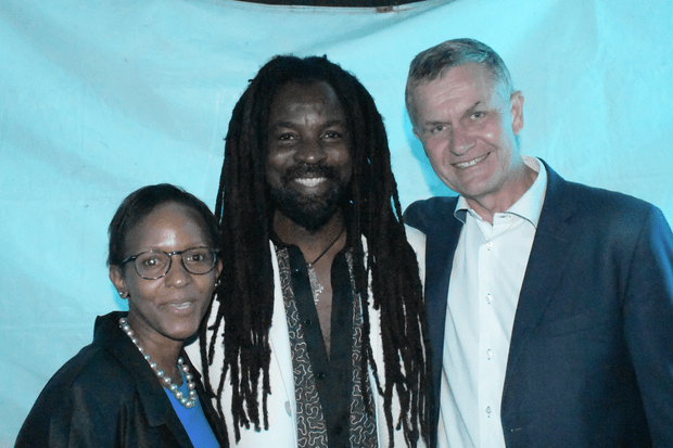 Rocky Dawuni with Erik-Solheim Executive Director of UN Environment and Joyce Msuya Deputy Executive Director UN Environment